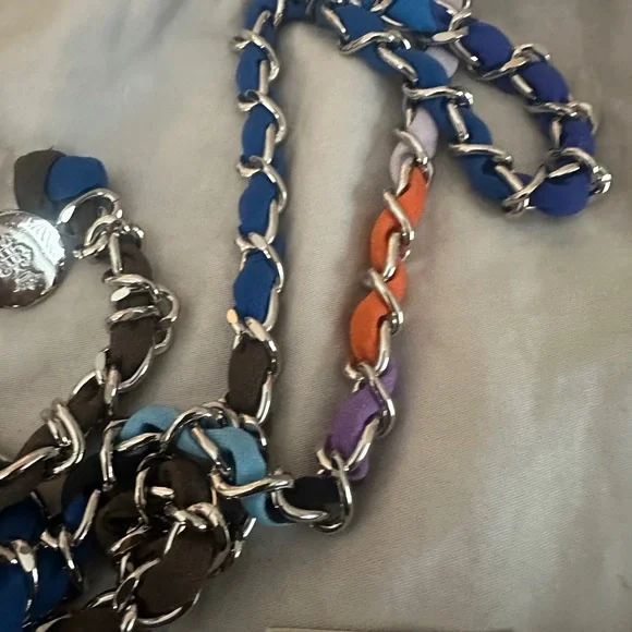 Emilio Pucci Vintage Blue/0range/Tassle Chain belt. One size - Picture 4 of 7
